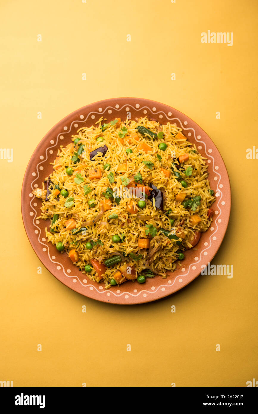 Tawa Pulao/Pulav/Pilaf/Pilau is an Indian Street Food made using basmati rice, vegetables and