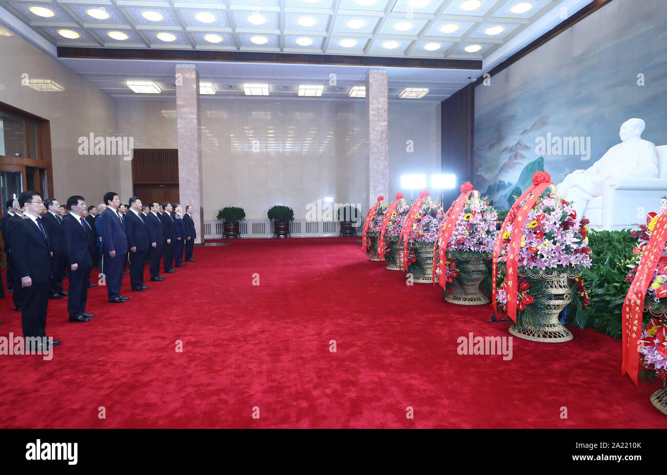Beijing China 30th Sep 2019 Xi Jinping And Other Leaders Of The Communist Party Of China Cpc And The State Including Li Keqiang Li Zhanshu Wang Yang Wang Huning Zhao Leji Han