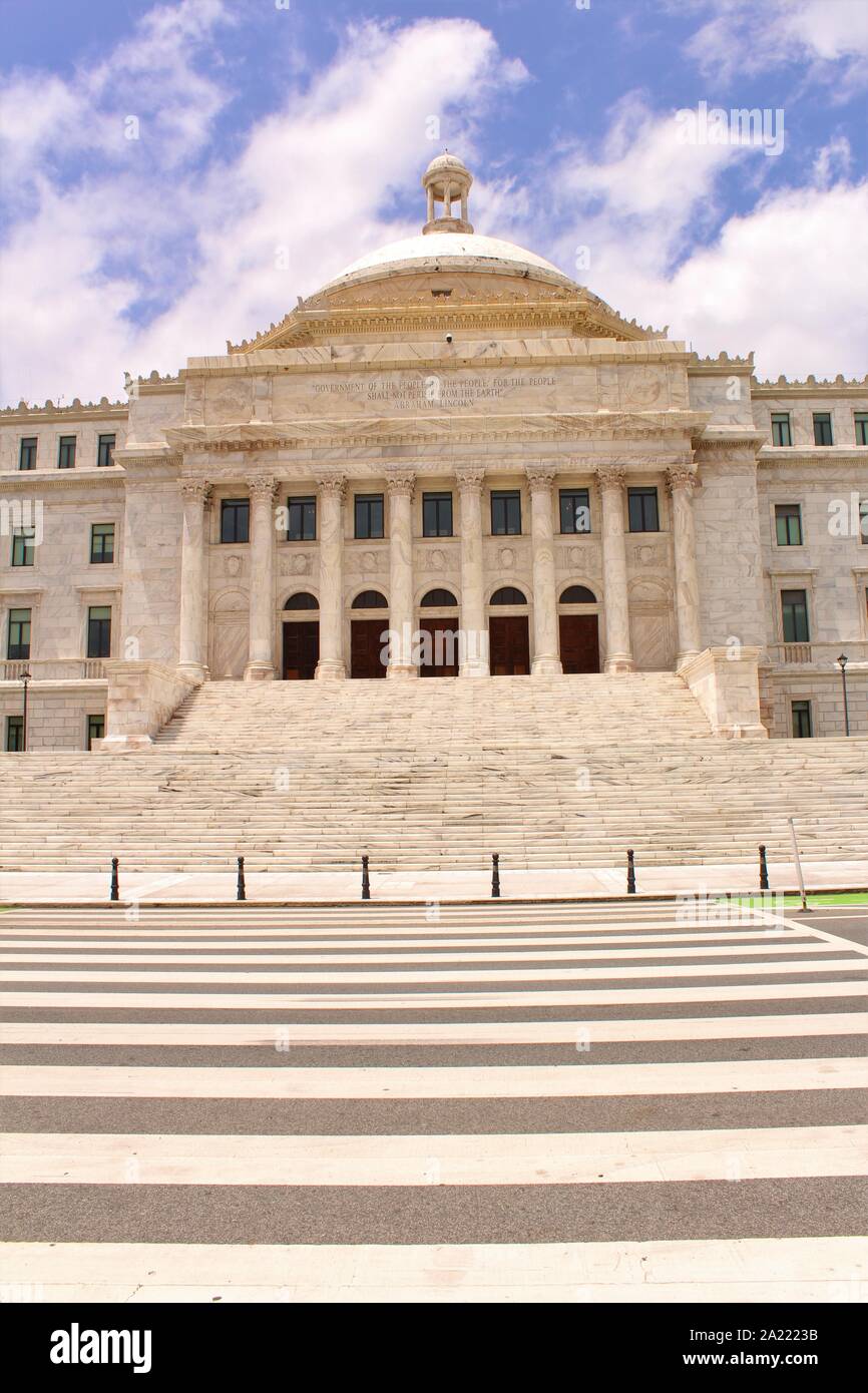 Exterior view of the Capitol Government building of the legislative assembly of Puerto Rico. Stock Photo