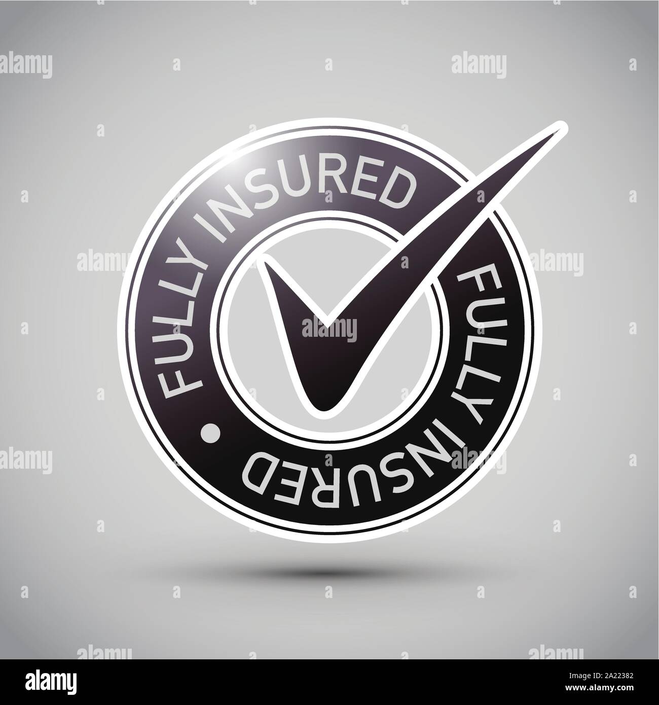 a fully insured shiny 3d icon Stock Vector