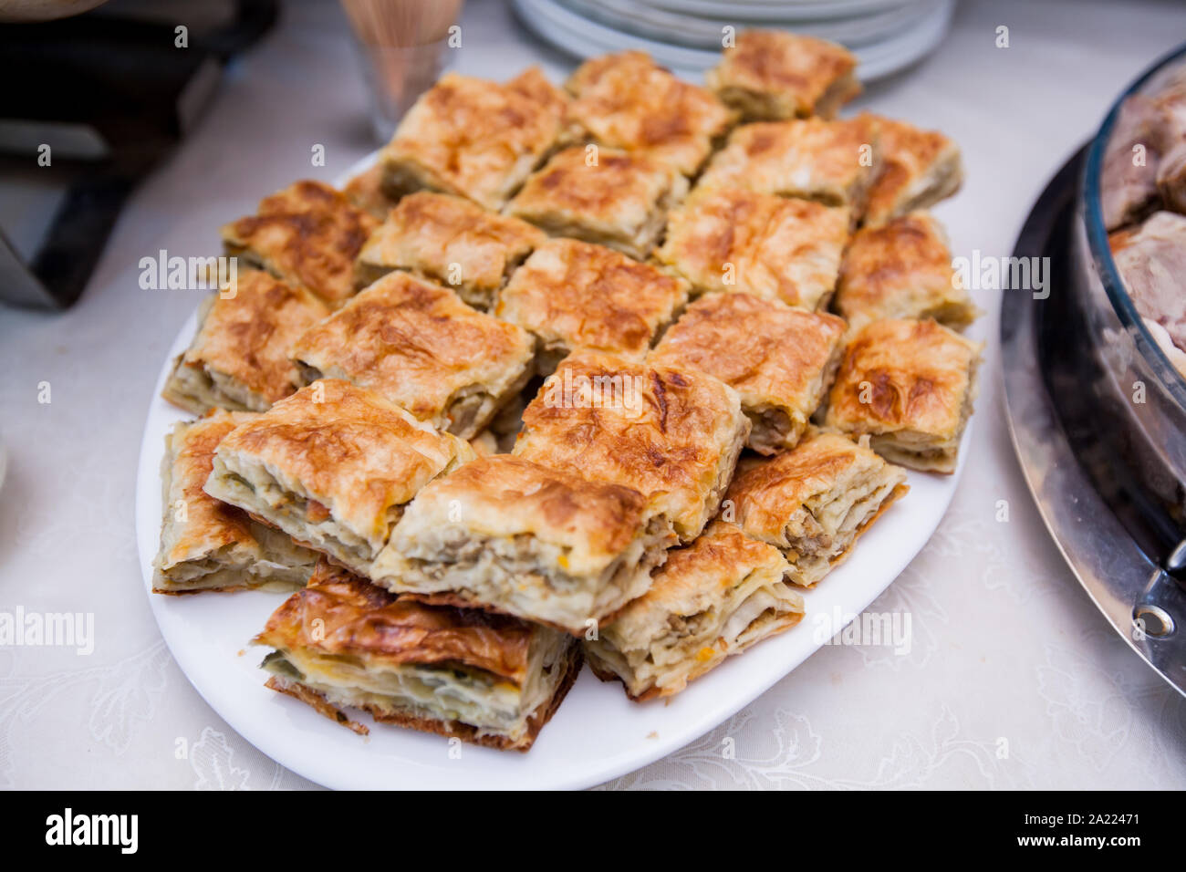 Food serving at party in restaurant Stock Photo - Alamy