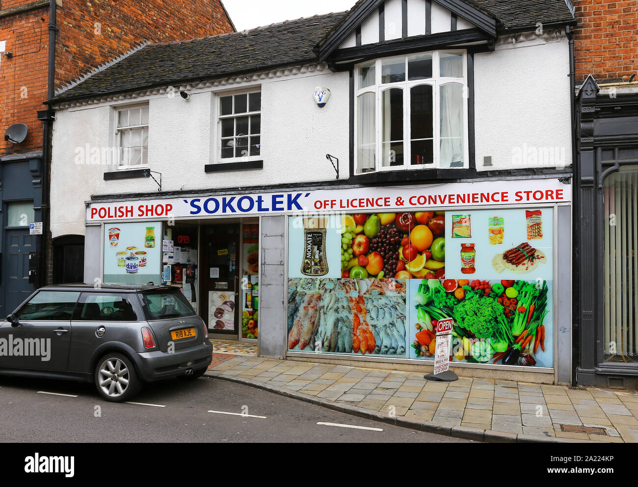 A Polish shop called 'Sokolek' at Market Drayton, Shropshire, England, UK Stock Photo