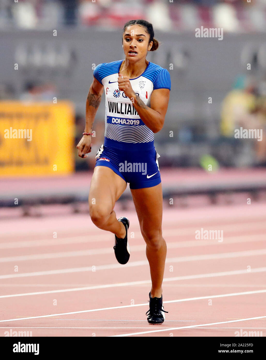 Great Britain's Jodie Williams competes in the 2nd heat of the women's 200  metres during day four of the IAAF World Championships at The Khalifa  International Stadium, Doha, Qatar Stock Photo - Alamy