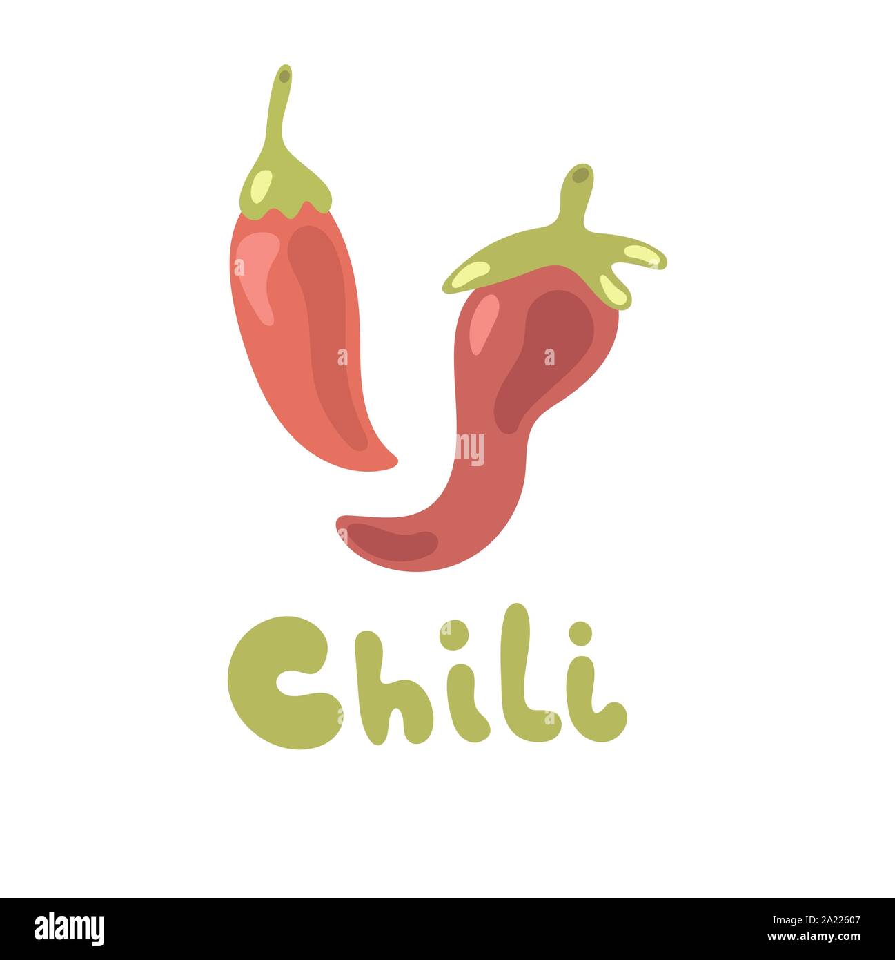 Chili pepper flat vector material design isolated on white background. Red chili logo design. Stock Vector