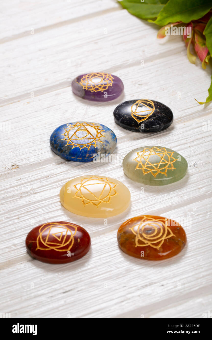 chakra stones mineral specimen rock Stock Photo - Alamy