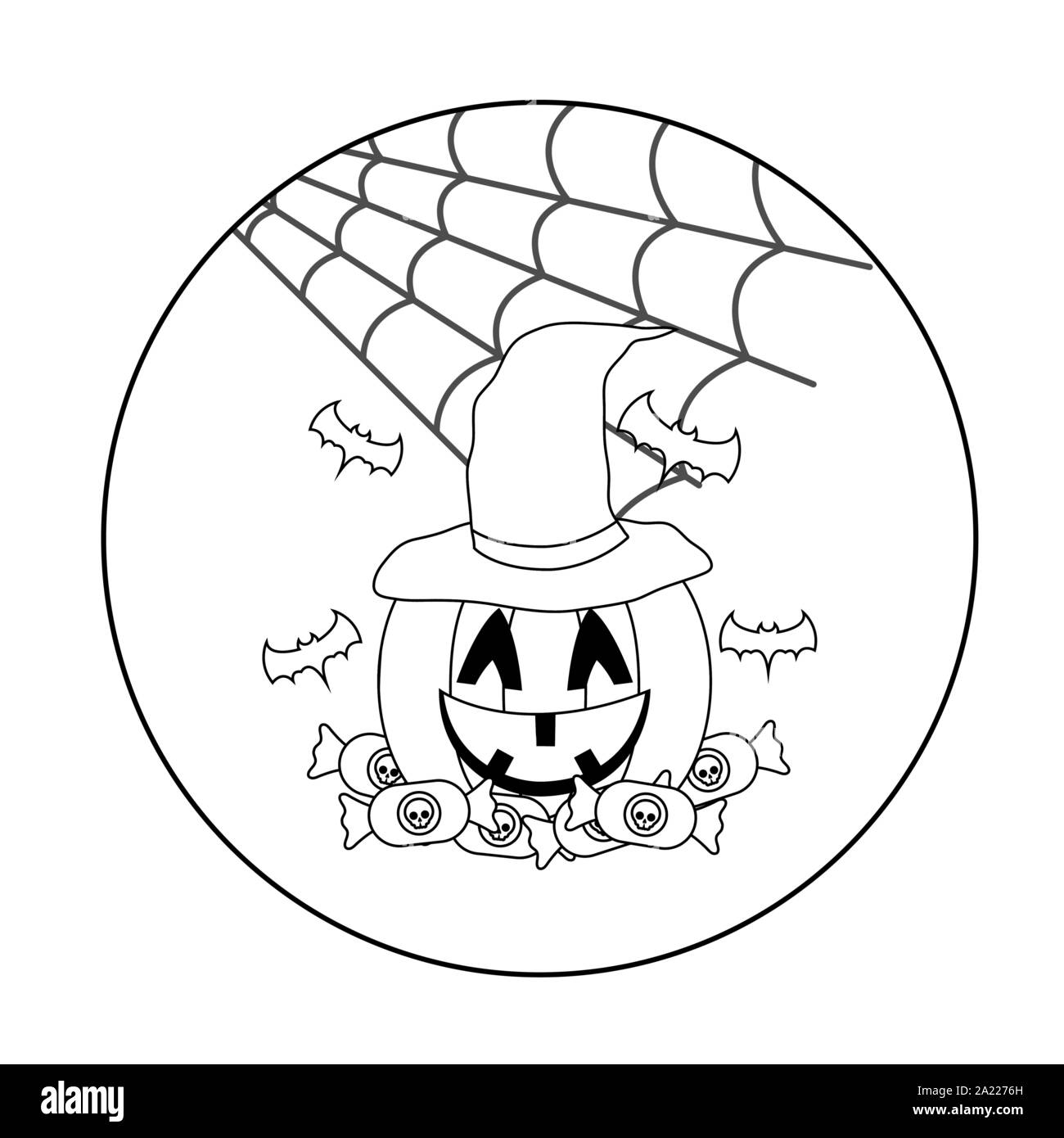scene of pumpkin with icons halloween vector illustration design Stock ...