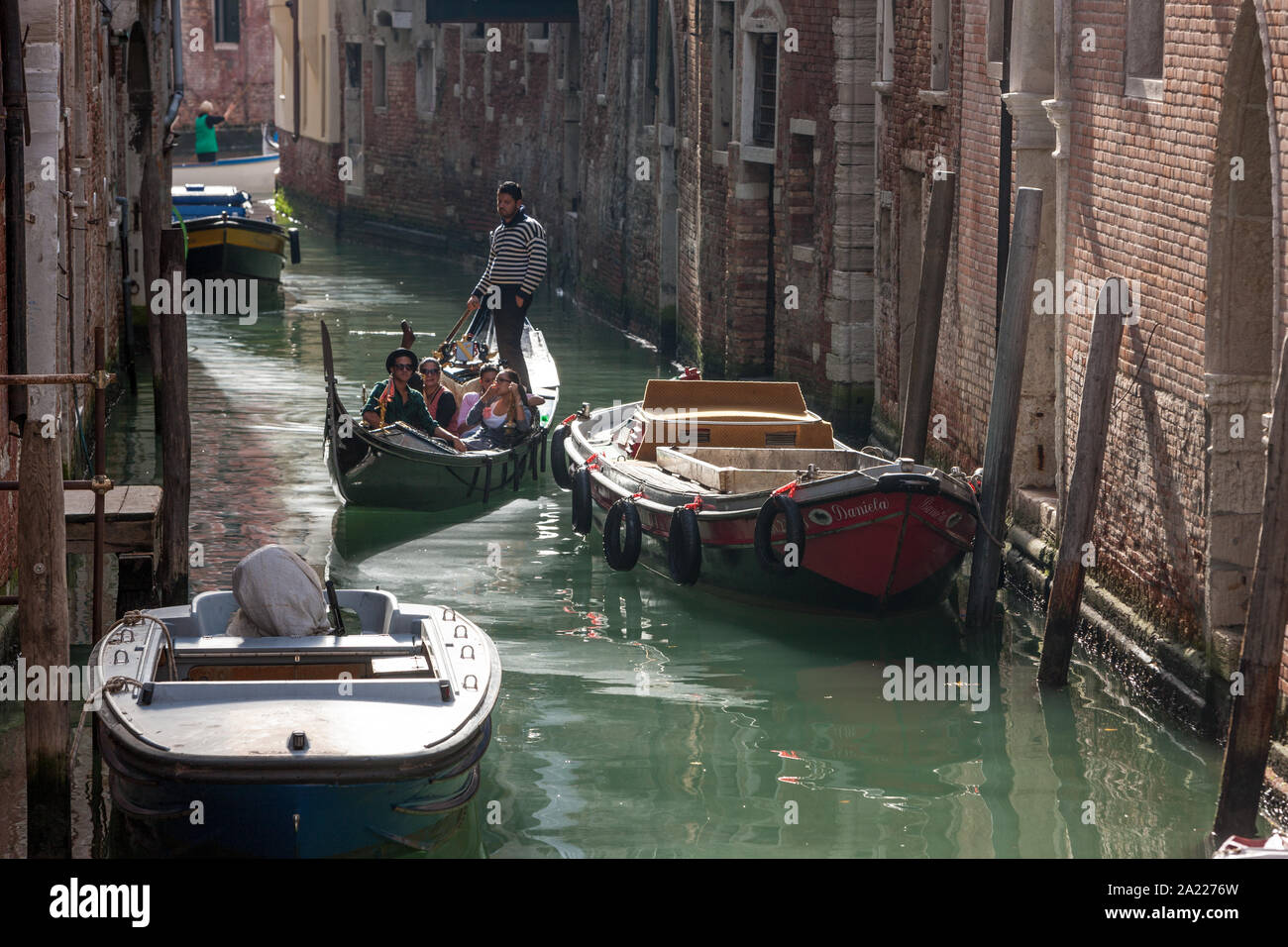 Gondolas in narrow canal hi-res stock photography and images - Alamy