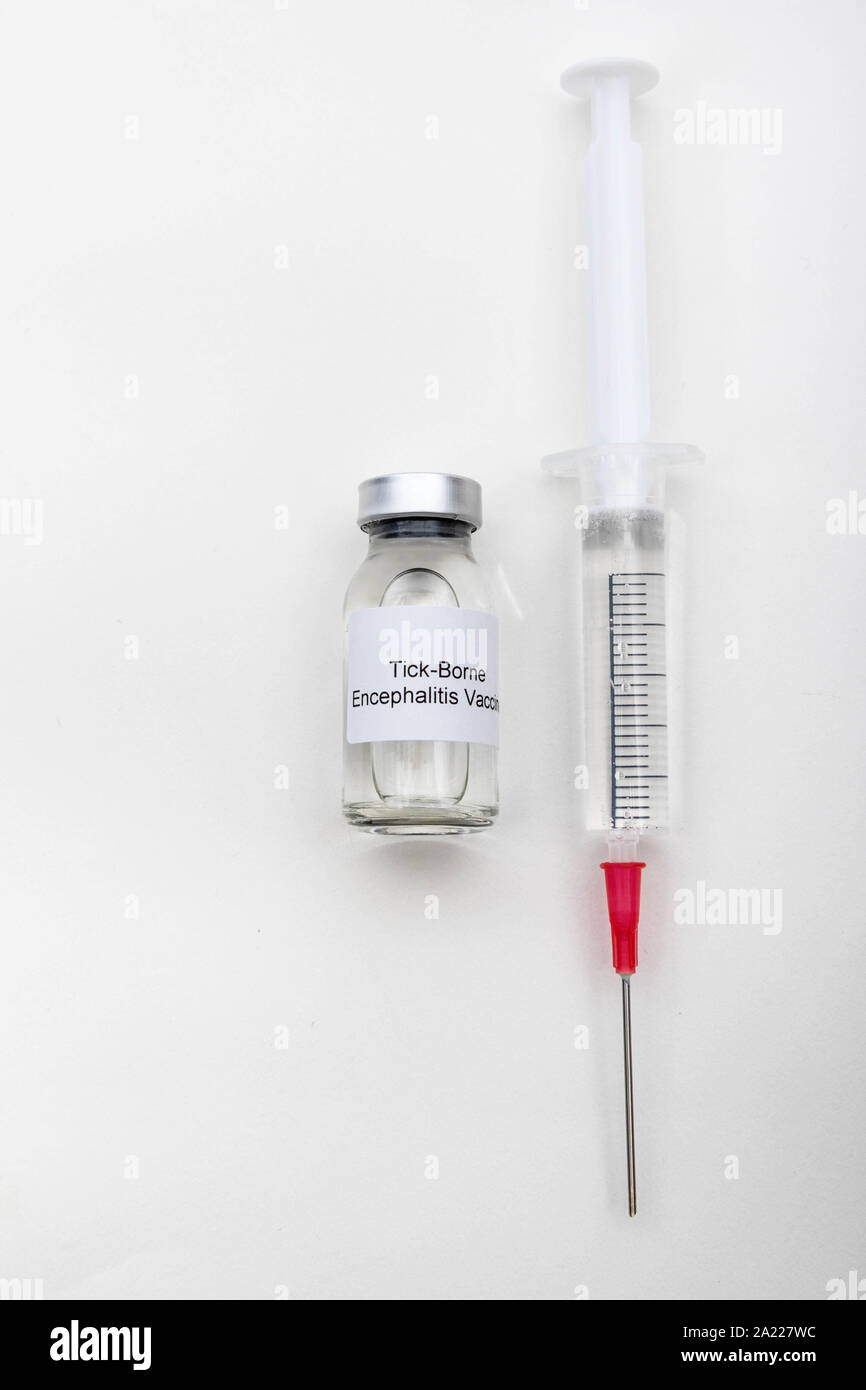 Tick Injection Medical concept showing medical a medical vial reading Tick-Borne ...
