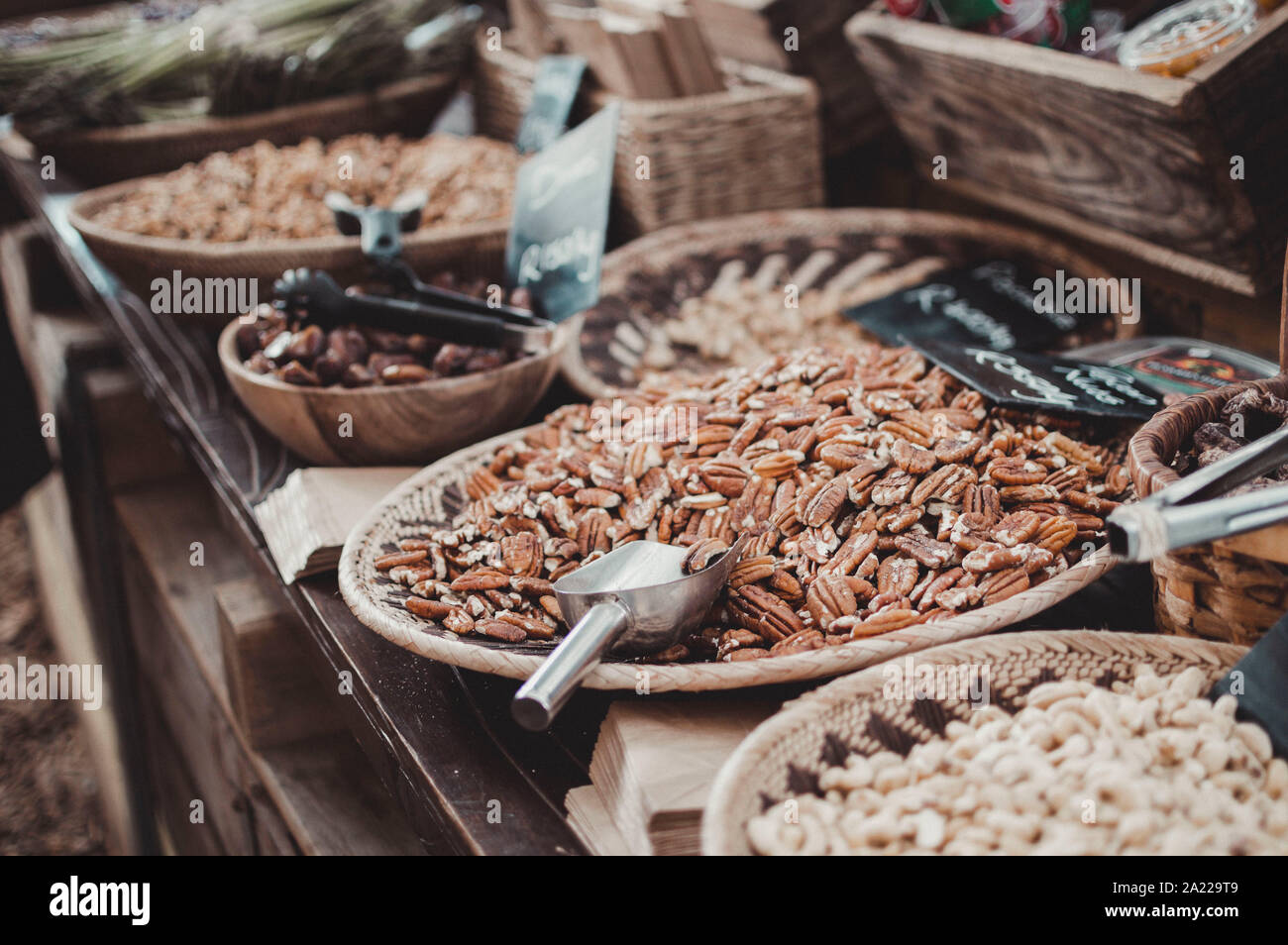 A basket of all types of nuts Stock Photo