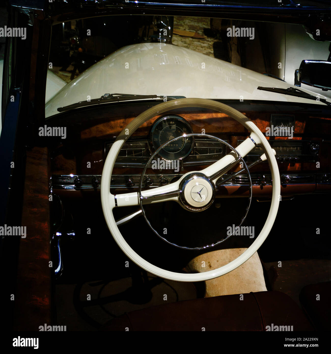 Vintage car steering wheel Stock Photo