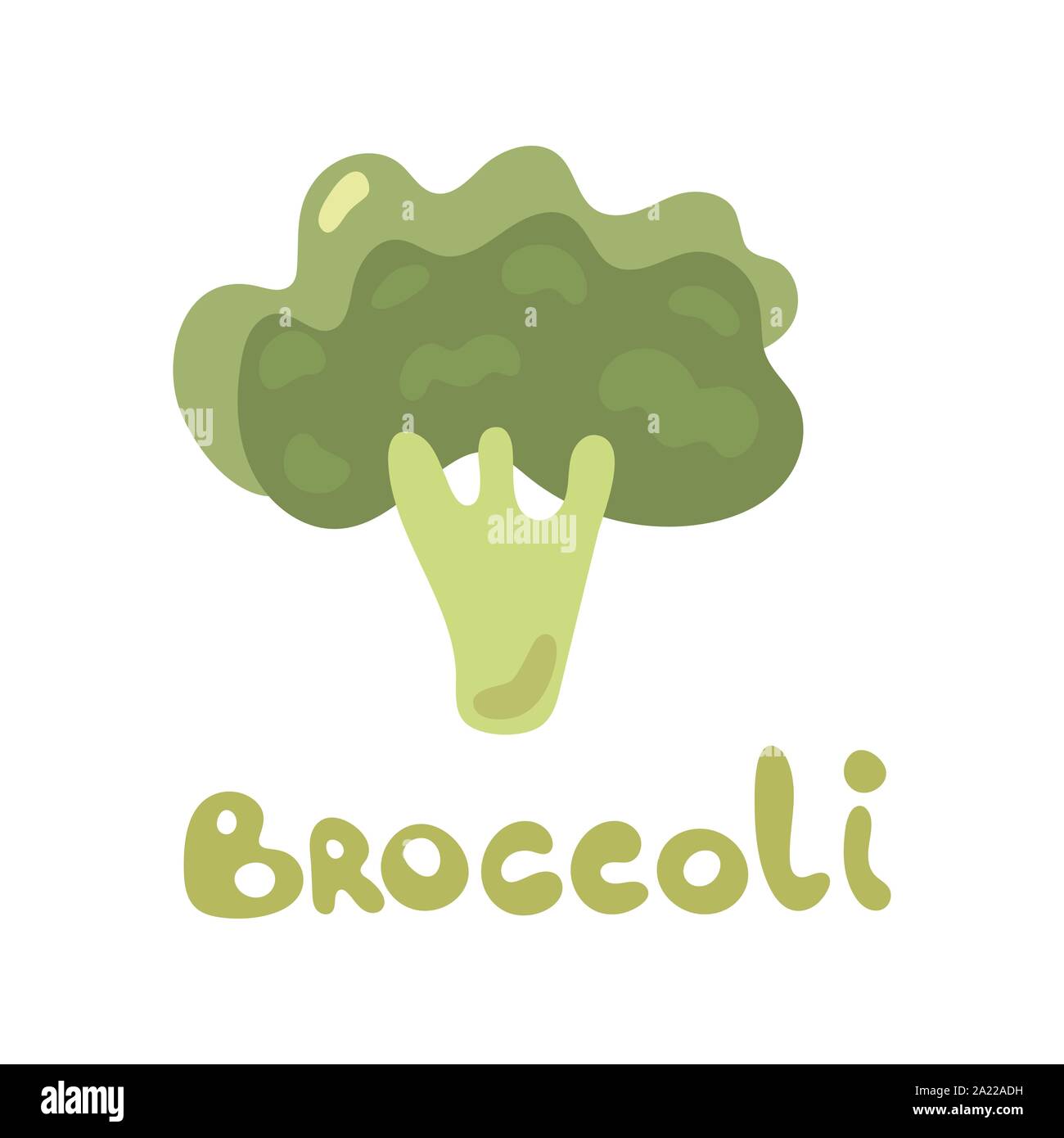 Cute Vector Cartoon Broccoli Illustration. Fresh vegetable isolated on white background used for magazine, book, poster, card, menu cover, web pages. Stock Vector