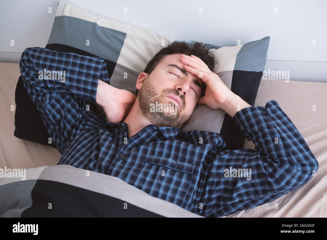 Man worried bed nightmare hi-res stock photography and images - Alamy