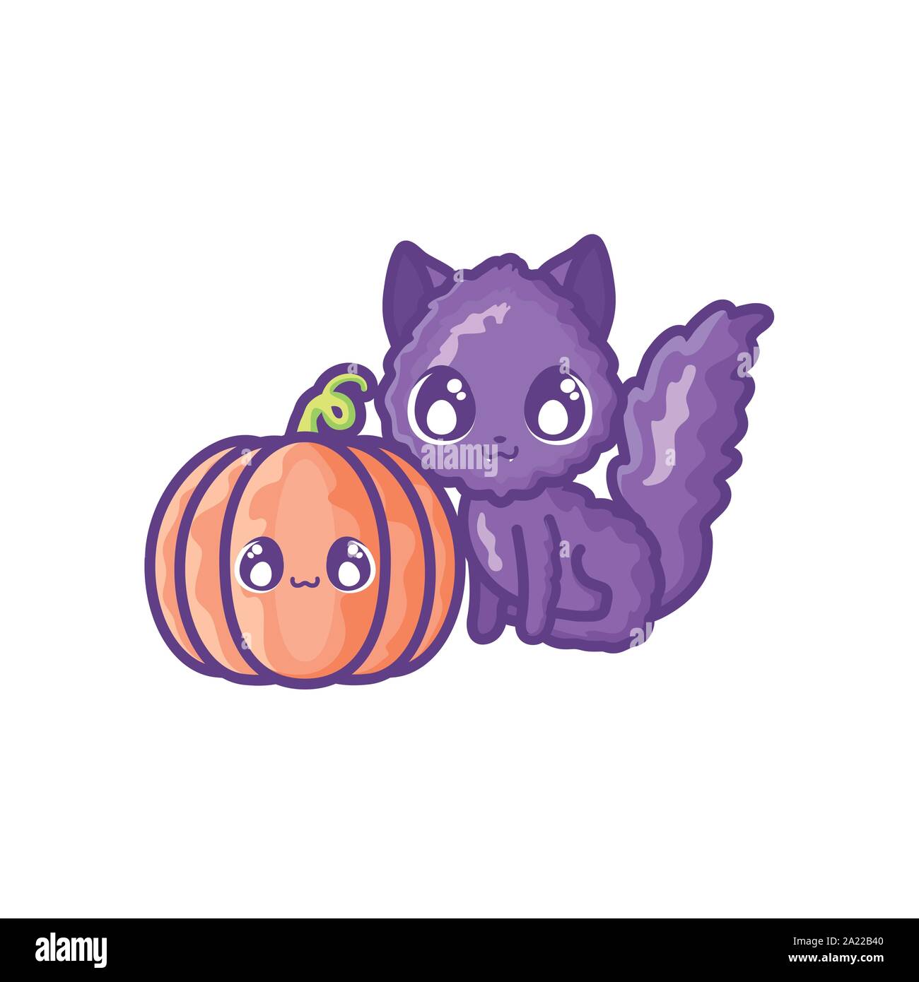 cute cat with pumpkin on white background vector illustration design ...