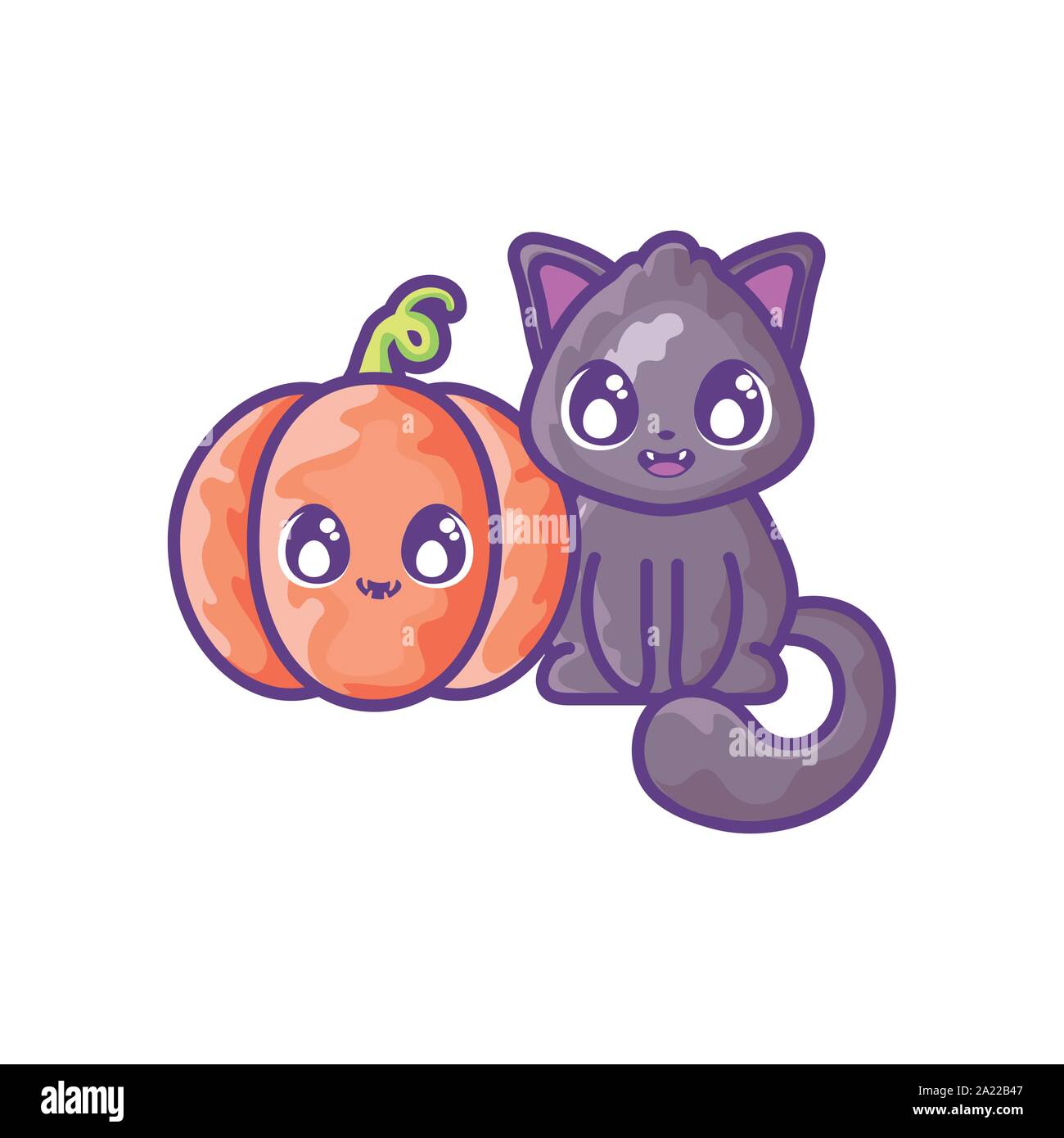 cute cat with pumpkin on white background vector illustration design ...
