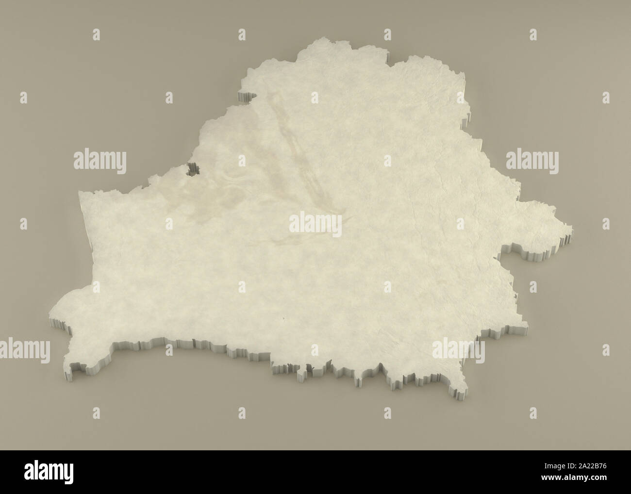 Extruded 3D political Map of Belarus with relief as marble sculpture on a light beige background Stock Photo