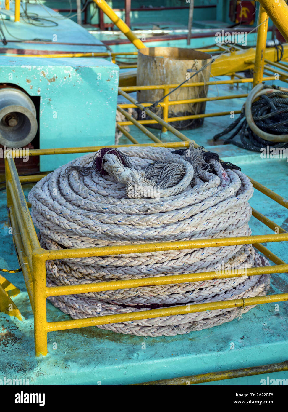 Rope at fishing harbour, Bali, Indonesia Stock Photo - Alamy