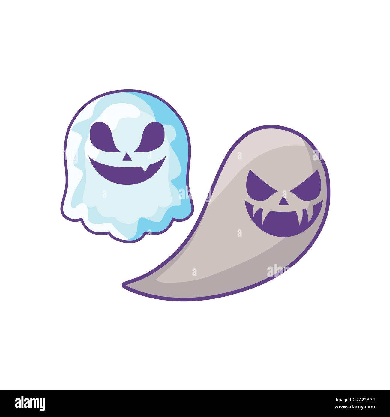 spooky halloween ghosts on white background vector illustration design Stock Vector