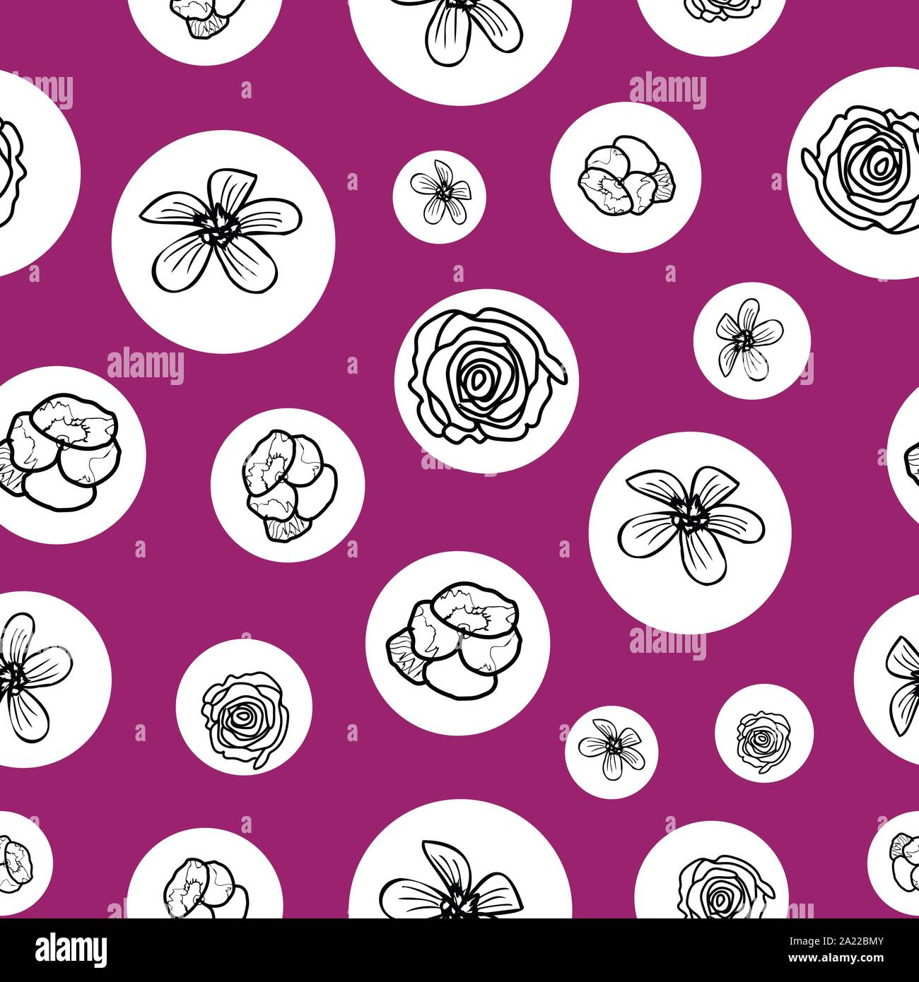 Hand drawn garden flowers seamless pattern background Stock Vector ...