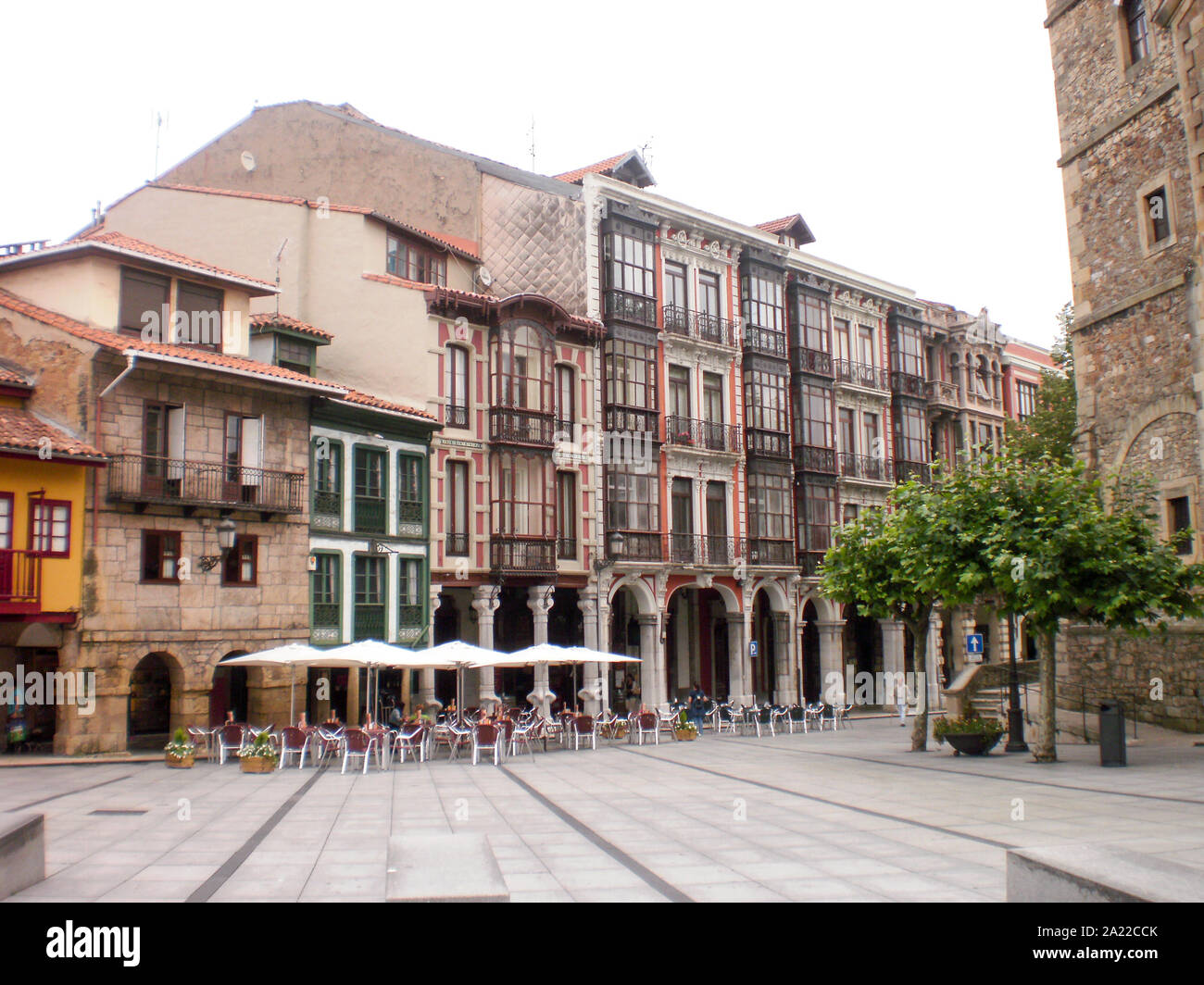Beautiful Carbayo Square. In Aviles. July 8, 2010. Asturias, Spain, Europe. Travel Tourism Street Photography Stock Photo