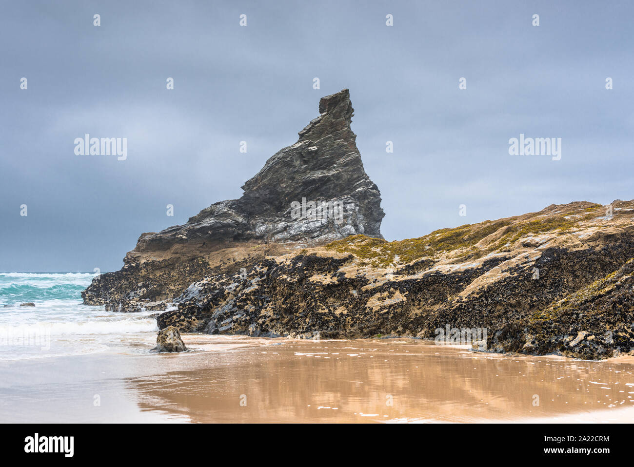 Bedruthan Steps, near Newquay, Cornwall, England, Great Britain Stock Photo