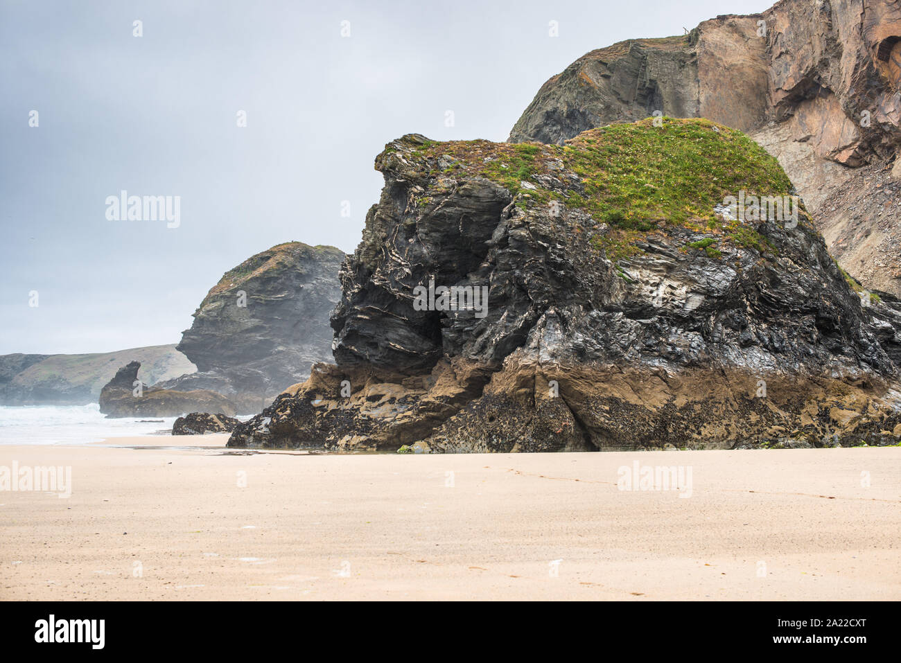Bedruthan Steps, near Newquay, Cornwall, England, Great Britain Stock Photo