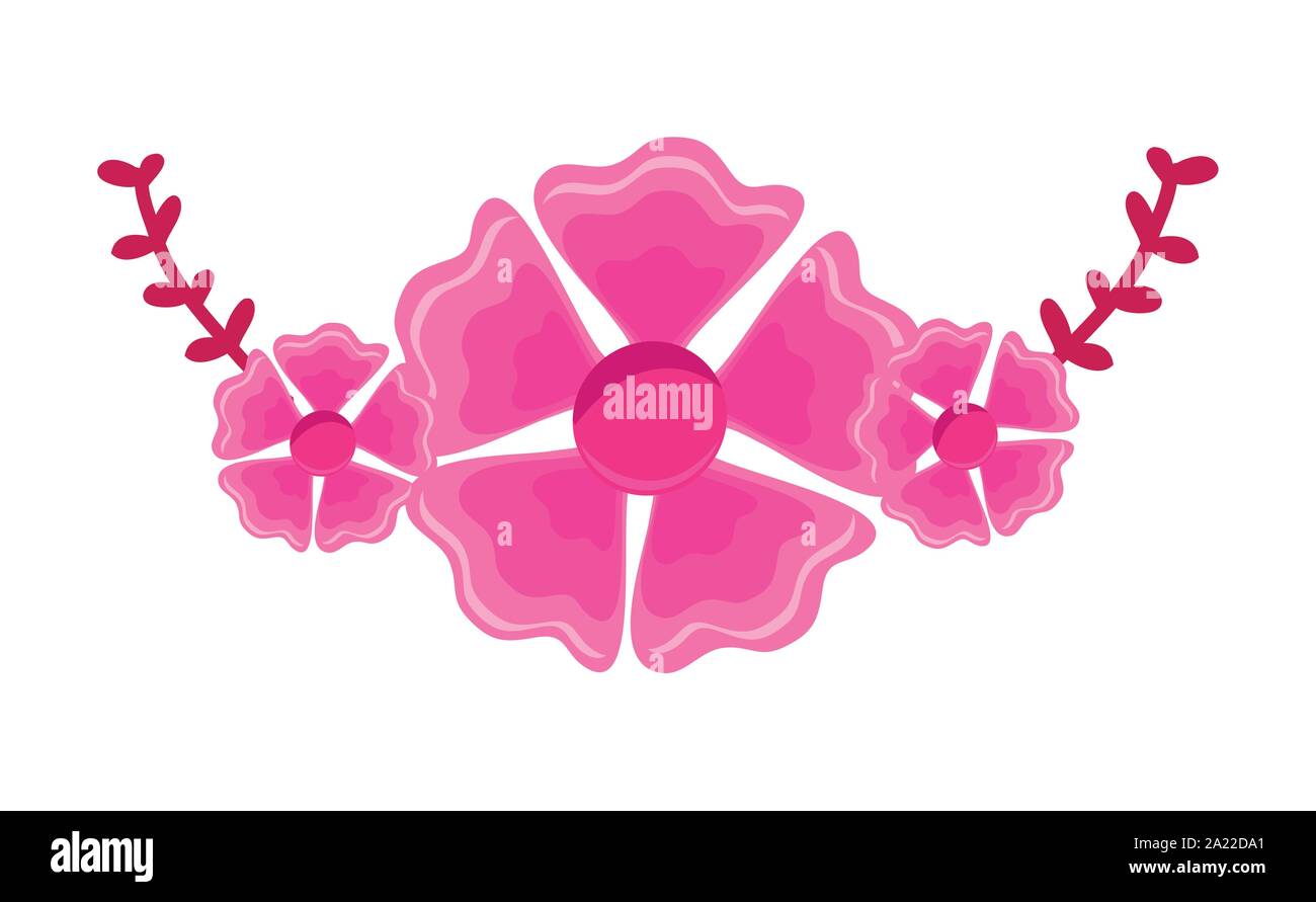 wreath with flowers and leafs on white background vector illustration ...