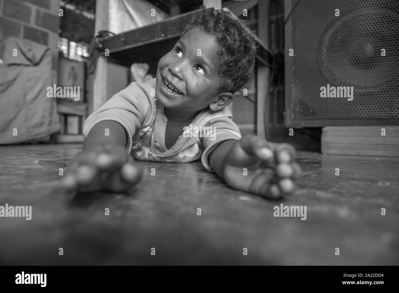 Smiling little kid from a quilombola community from Northeast Brazil Stock Photo