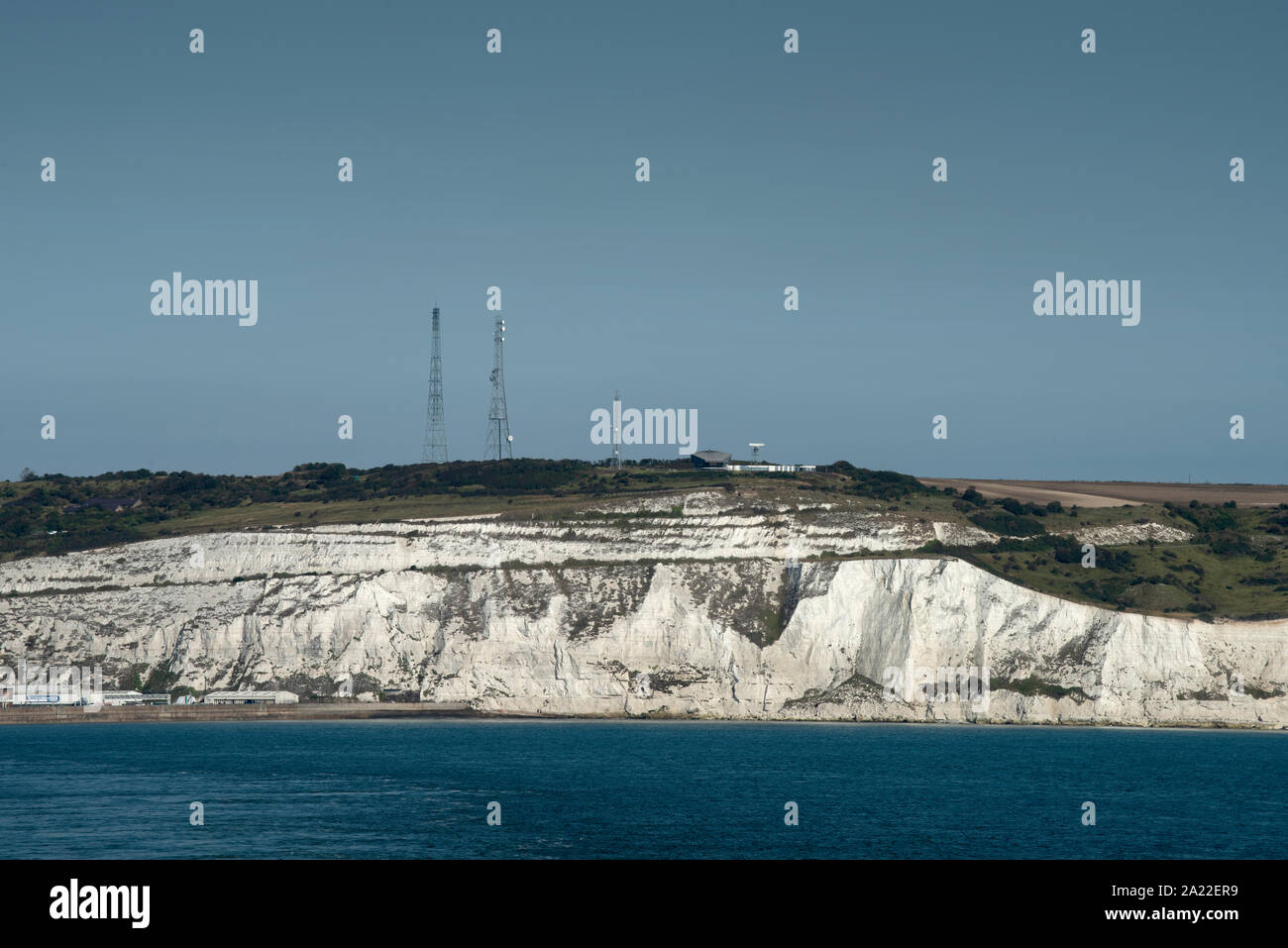 Dover Kent England. The White Cliffs viewed from a cross chanel ferry to France. Sept 2019 Stock Photo