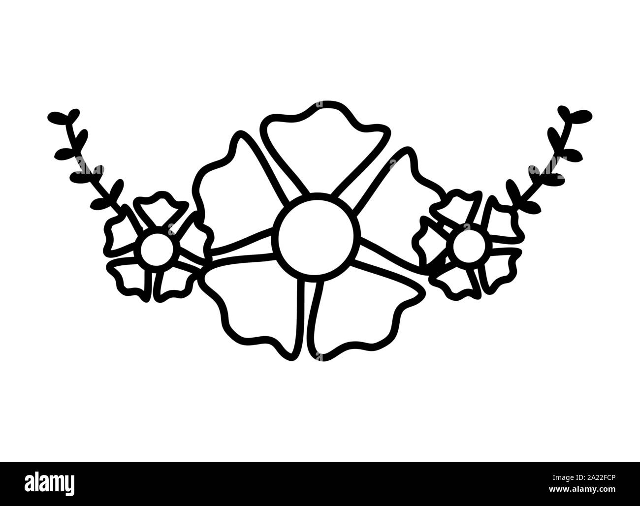 silhouette of wreath with flowers and leafs on white background vector ...