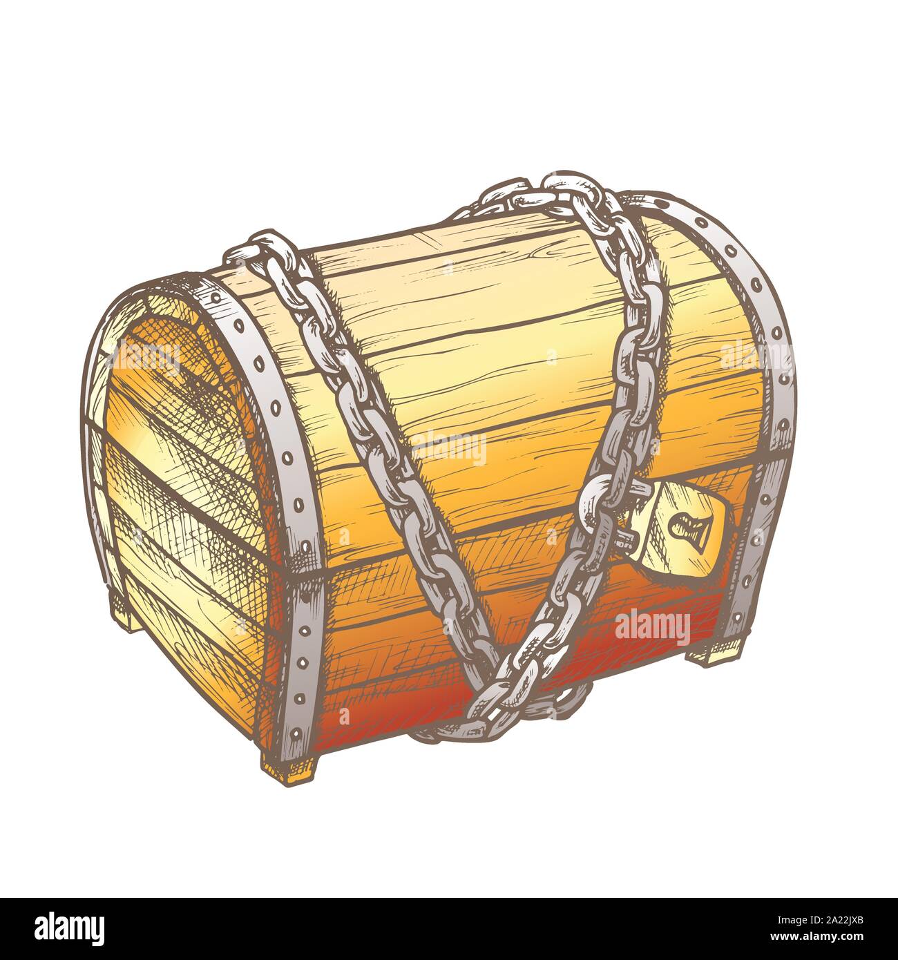 Treasure Chest With Padlock Color Vector Stock Vector Image & Art Alamy