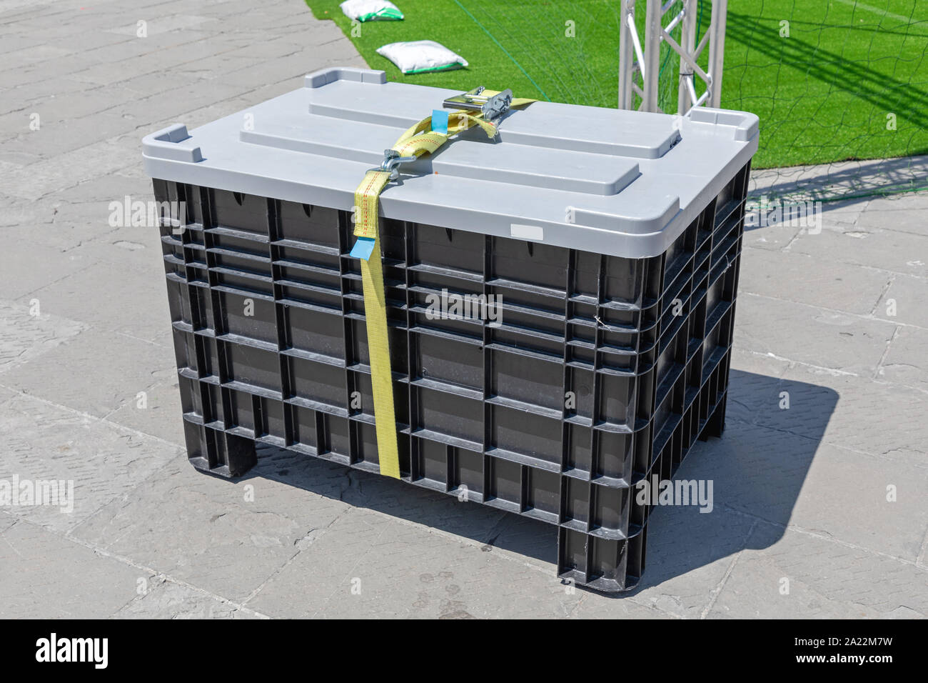 Cargo Pallet Box With Strap Shipping Crate Stock Photo - Alamy