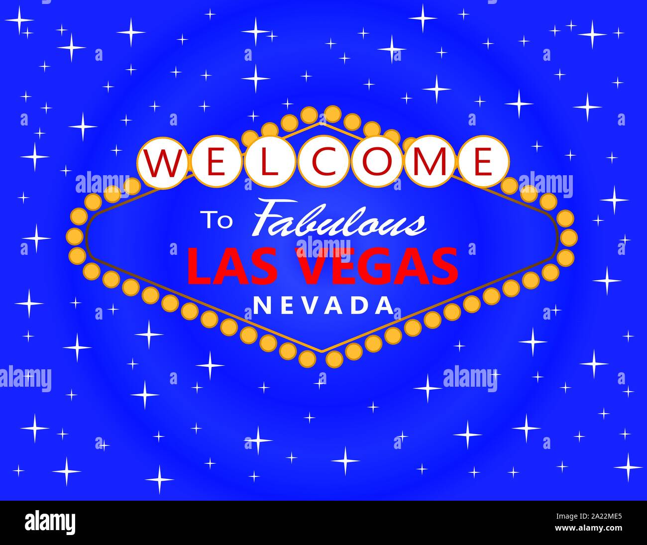 Las Vegas red and white lettering with white stars on blue background. Travel Postcard Stock ...