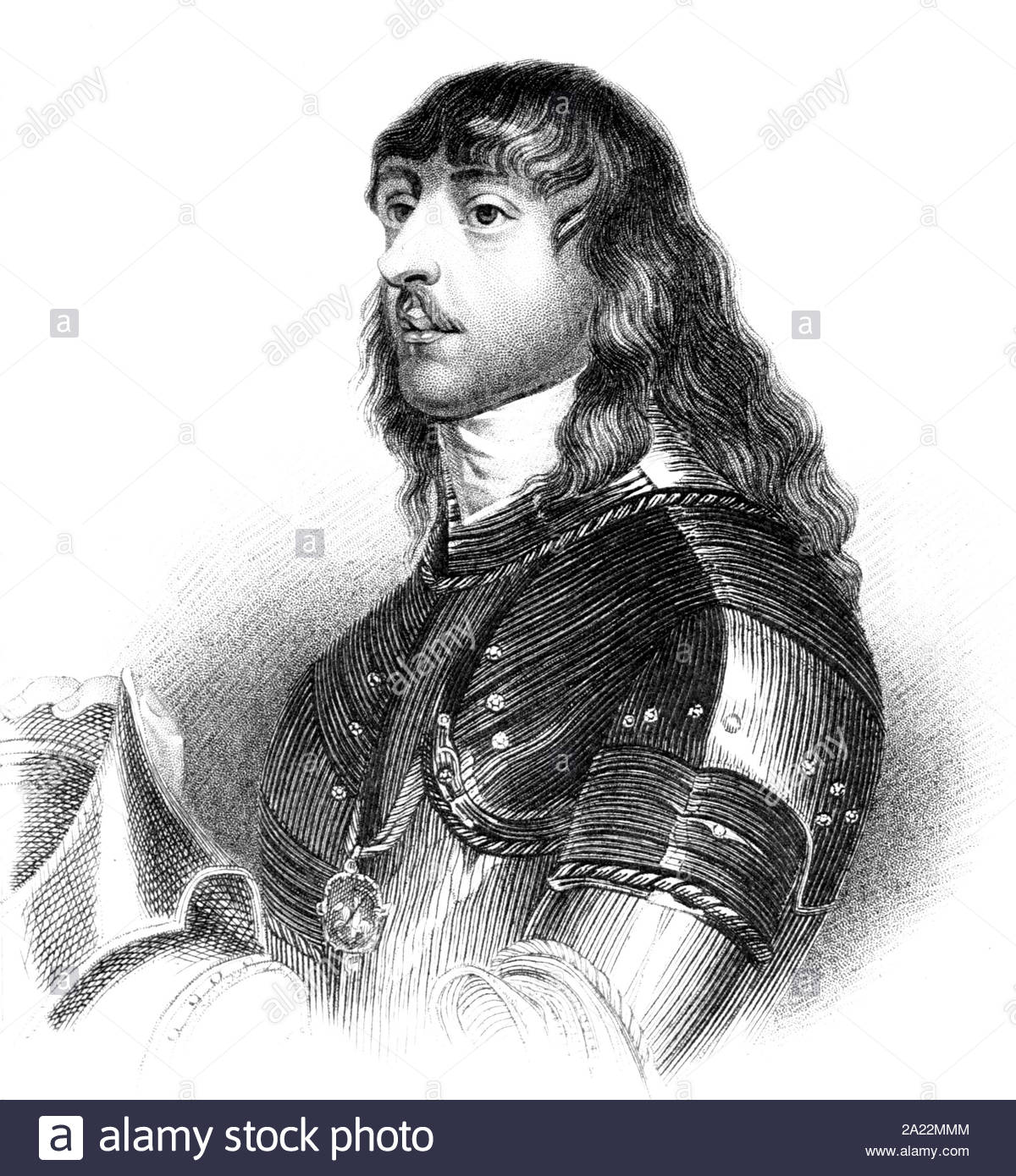 James Stanley portrait, 7th Earl of Derby, 1607 – 1651, was an English nobleman, politician, vintage illustration from 1850 Stock Photo