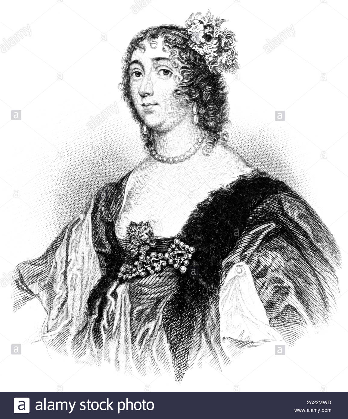 Lucy Percy portrait, Countess of Carlisle, 1599 – 1660, was an English courtier during the English Civil War, vintage illustration from 1850 Stock Photo