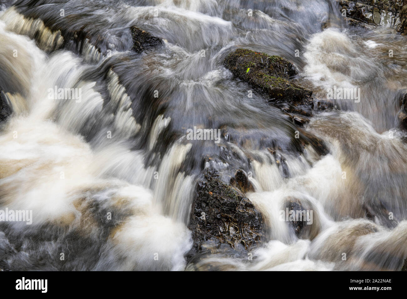 Cordorcan burn waterfalls in the Wood Of Cree Nature Reserve, Newton Stewart, Dumfries and Galloway, Scotland Stock Photo