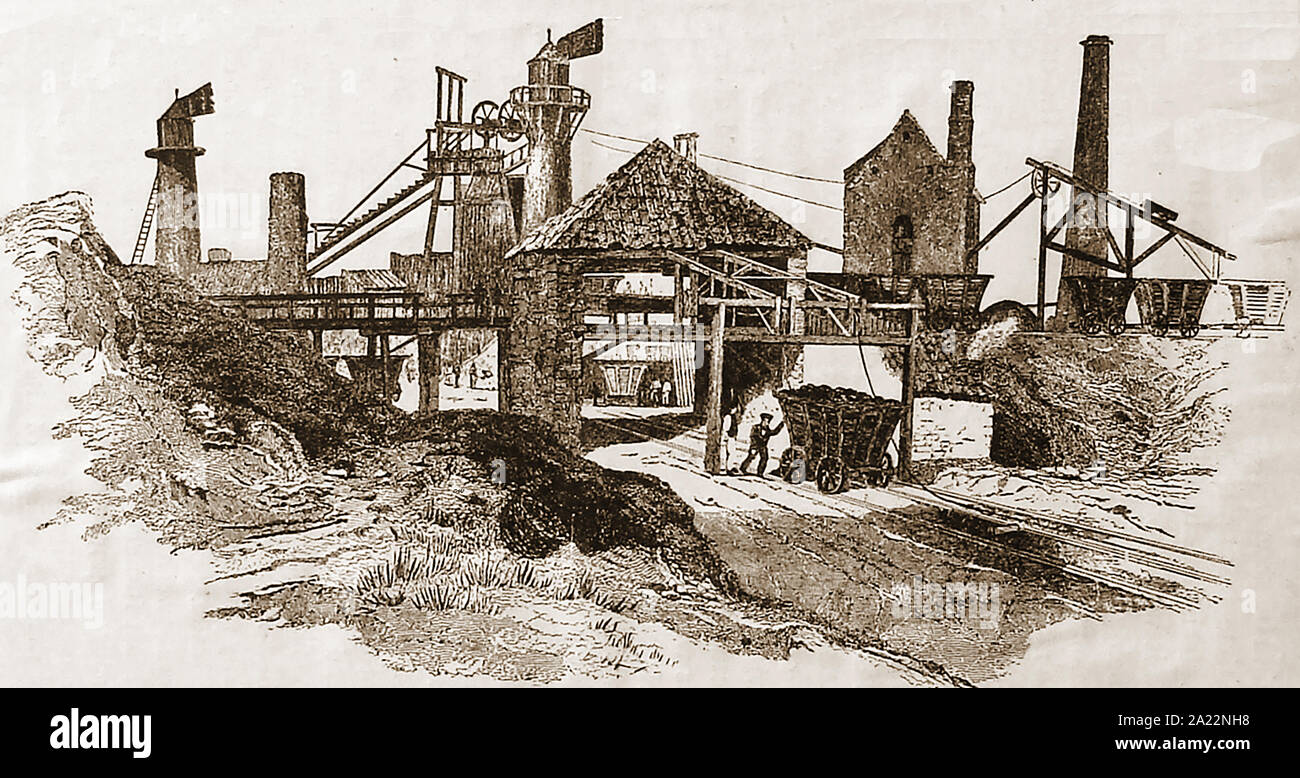 Scene at a British coal mine in 1860's Stock Photo