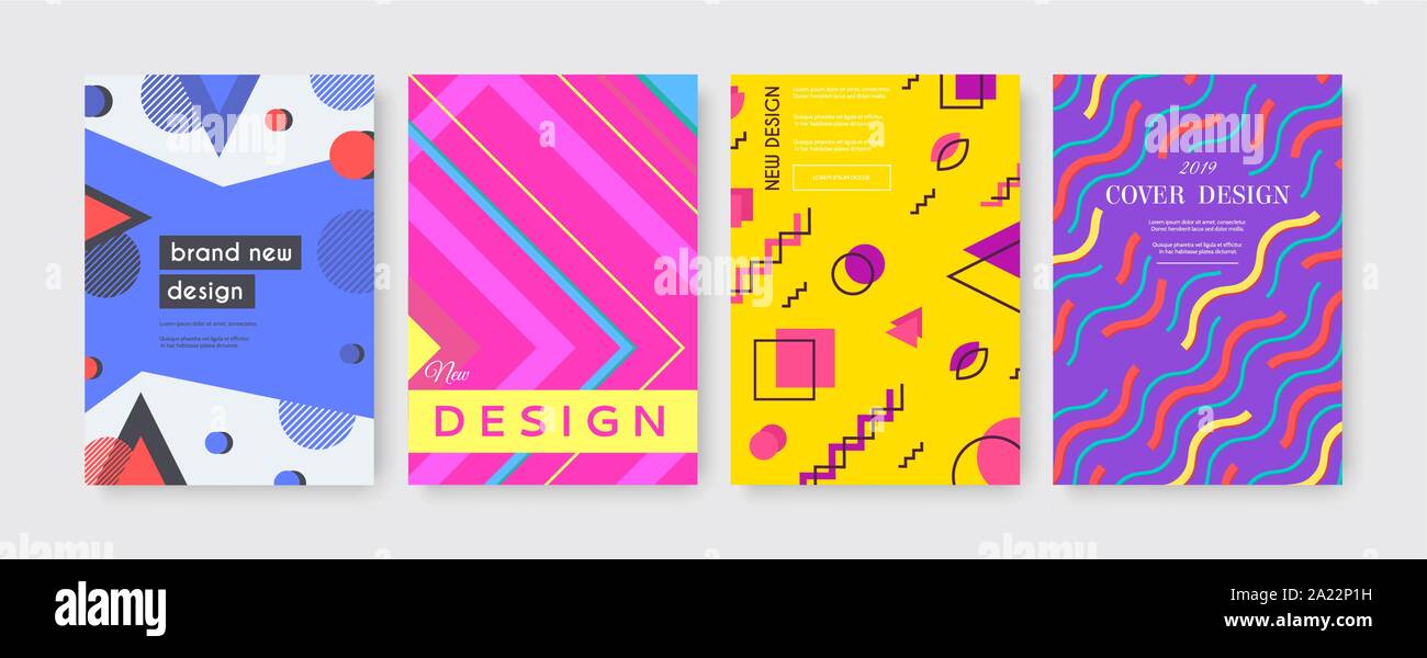 Applicable for Banners covers with flat geometric pattern. Vector template cool colorful backgrounds. Placards, Posters, Flyers design Stock Vector