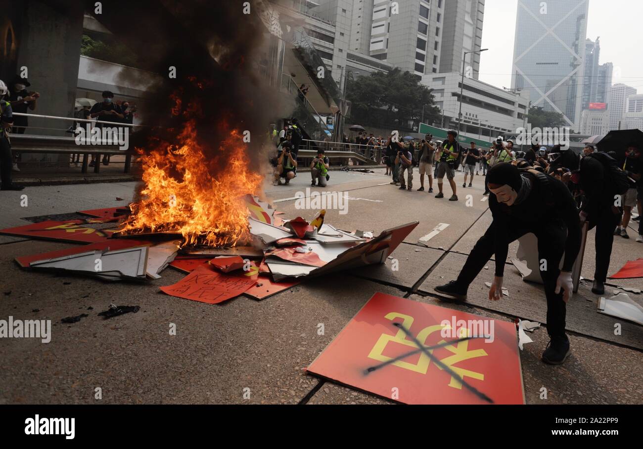 Hong Kong, CHINA. 29th Sep, 2019. Today marks 70th anniversary of founding of PRC. Civil unrest and protest continues showing no sign of dissipation.( File ) Sept-29 Hong Kong.ZUMA/Liau Chung-ren Credit: Liau Chung-ren/ZUMA Wire/Alamy Live News Stock Photo