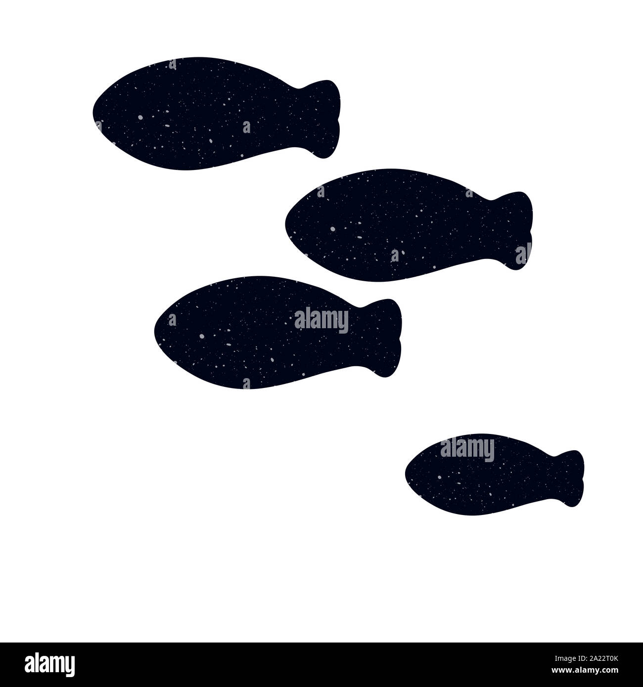 Black silhouette of fish with white texture/ illustration Stock Photo
