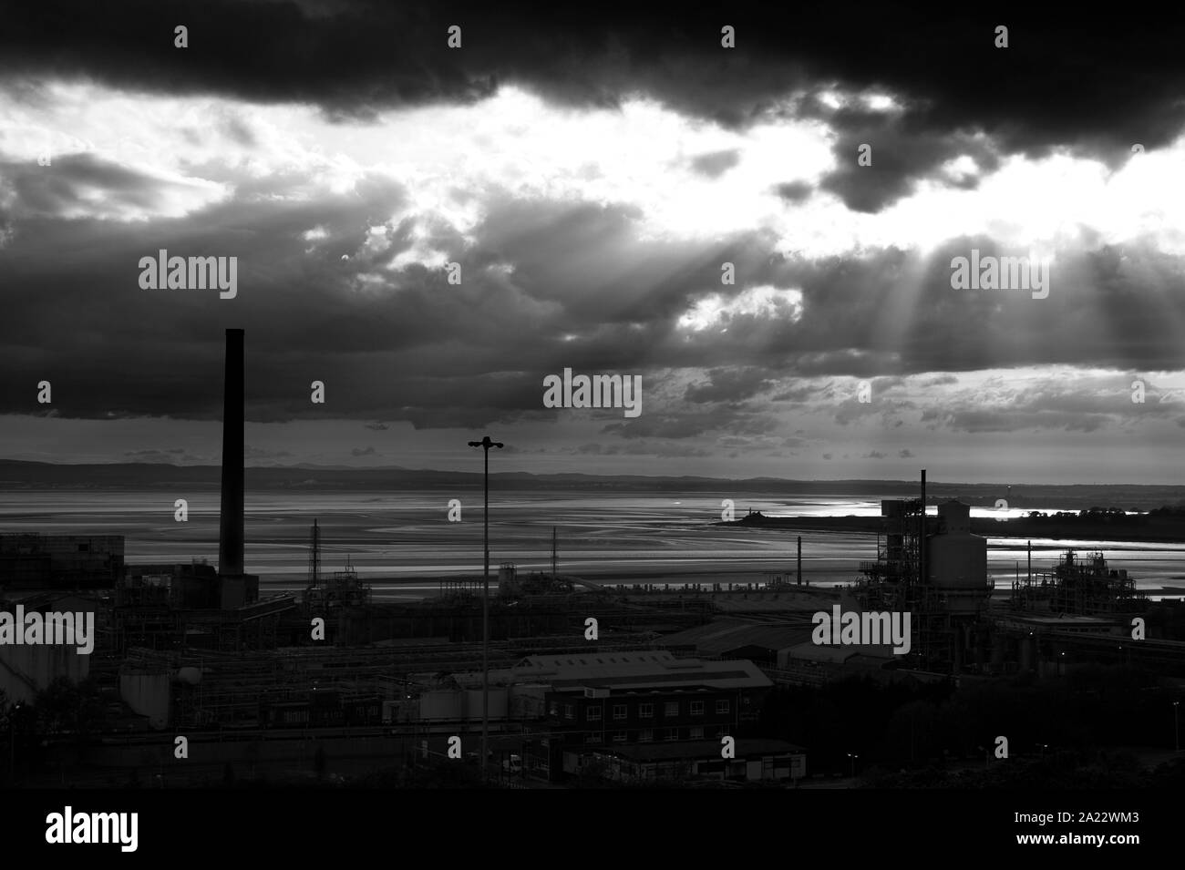 Industry, Chemical Plant, Weston Point, Runcorn, River Mersey Estuary, UK Stock Photo