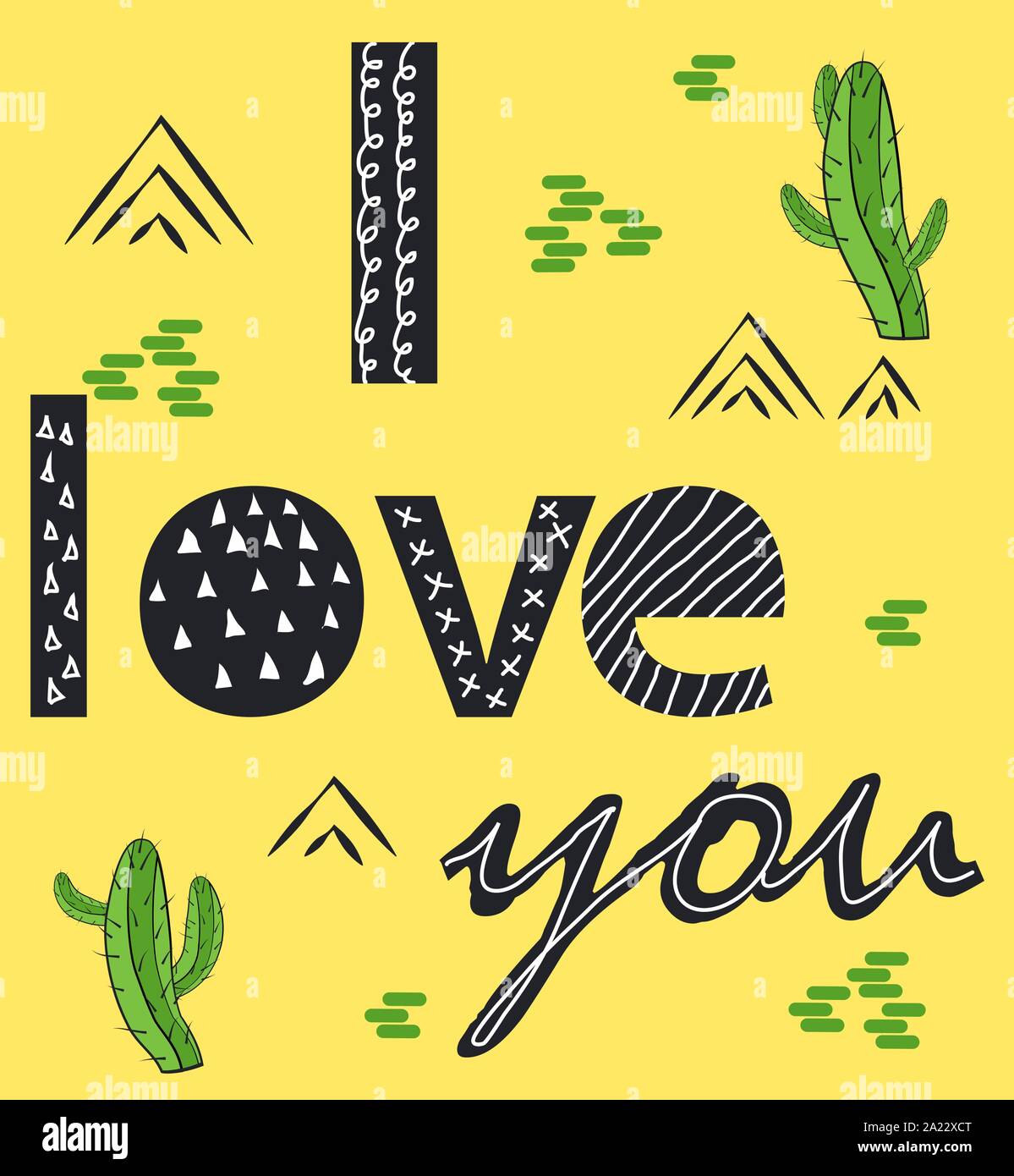 I love you. Scandinavian style poster with hand drawn letters Stock ...