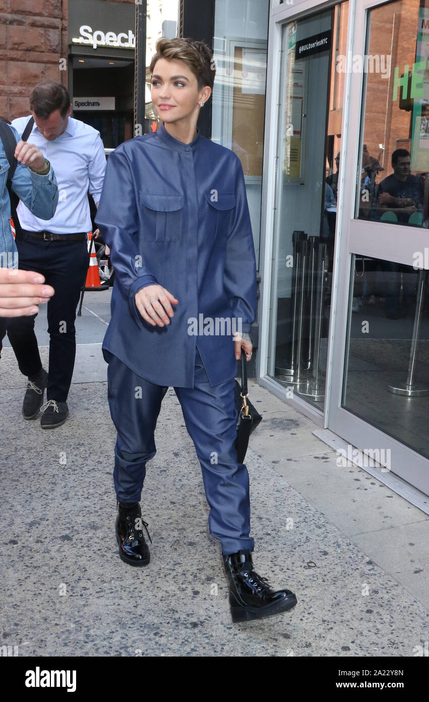 New York, USA. September 30, 2019 i Ruby Rose at Build Series to talk about CW series Batwoman in New York. September 30, 2019 Credit:RW/MediaPunch Credit: MediaPunch Inc/Alamy Live News Stock Photo