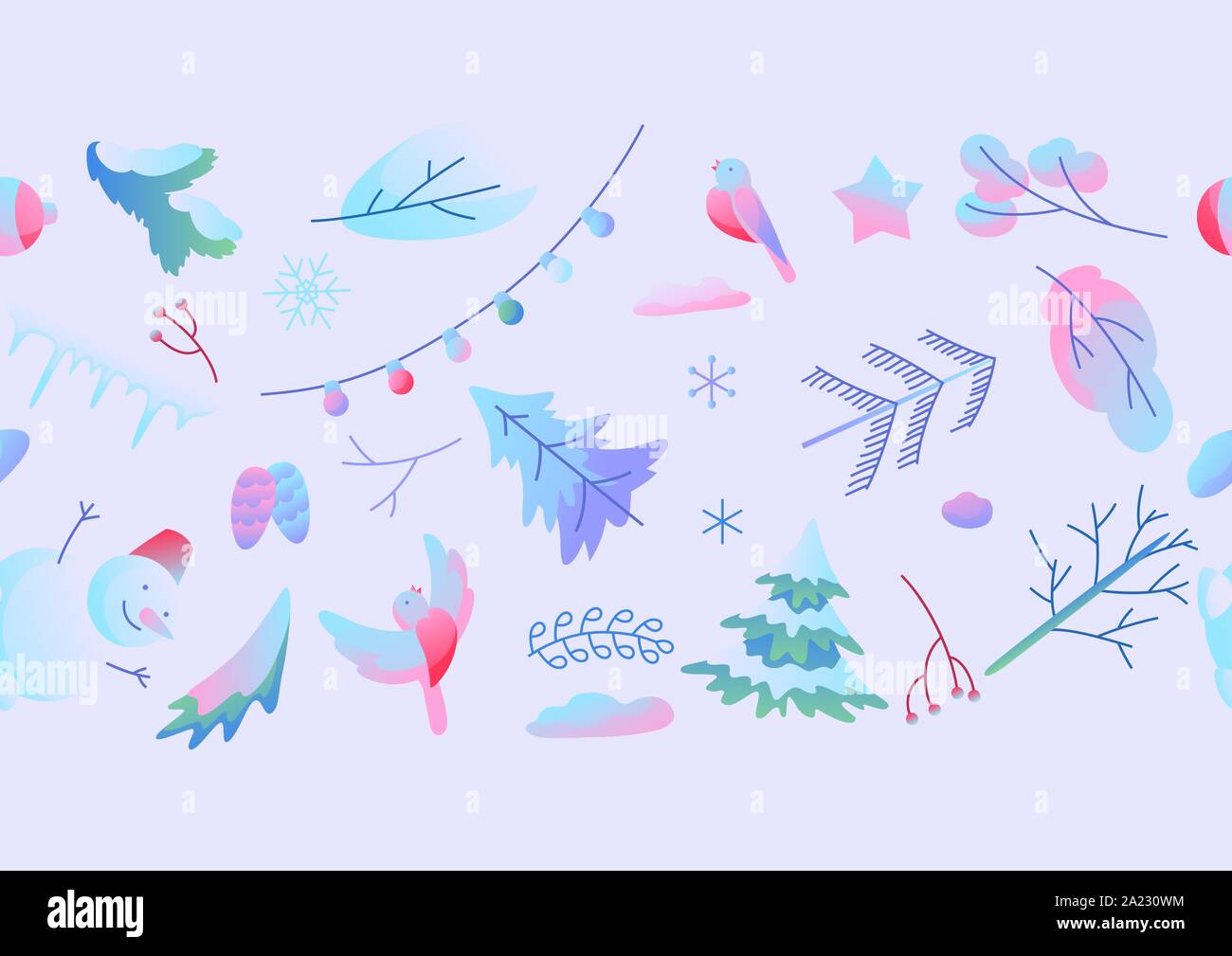 Seamless pattern with winter items. Stock Vector