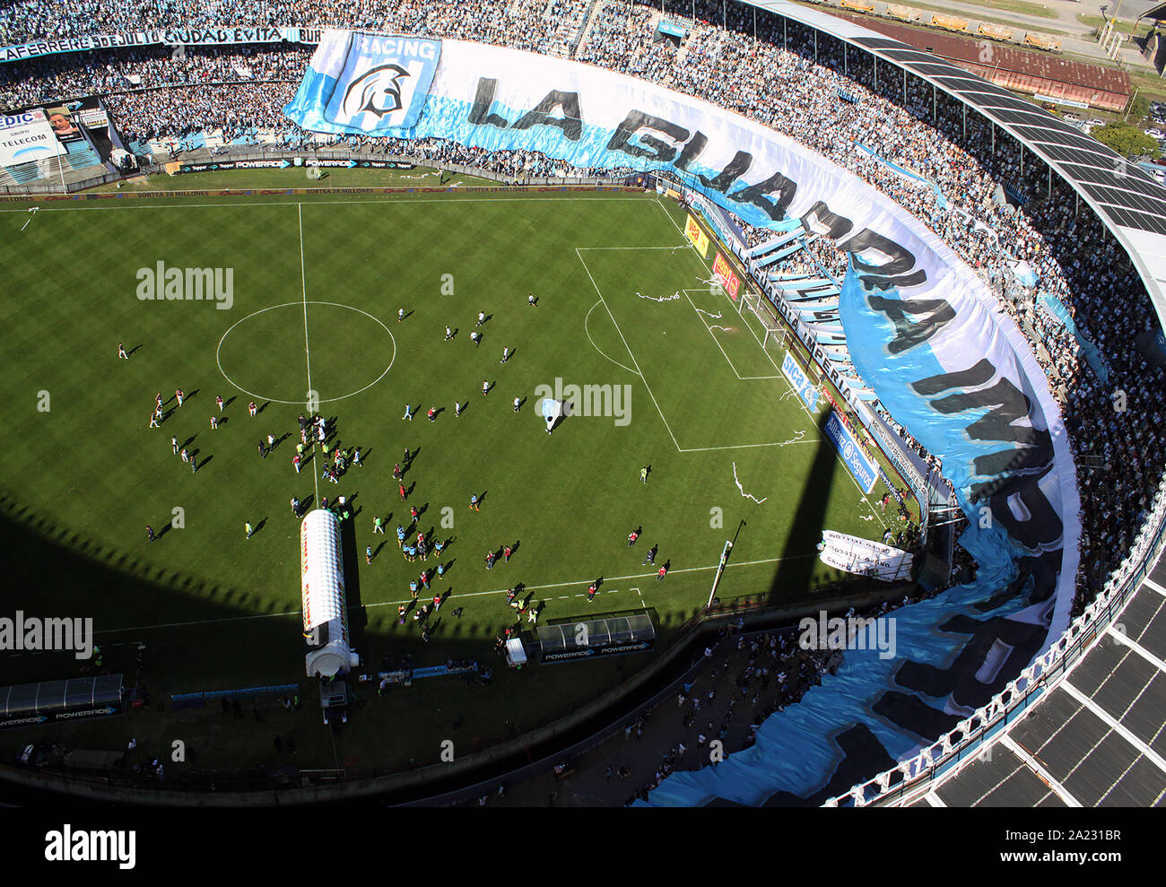 Racing Club fans show us their big flag Stock Photo