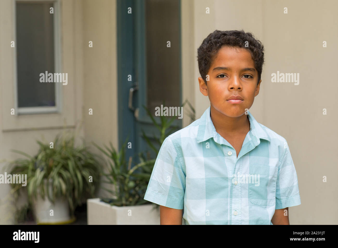 Portarit of a young mixed race little boy. Stock Photo