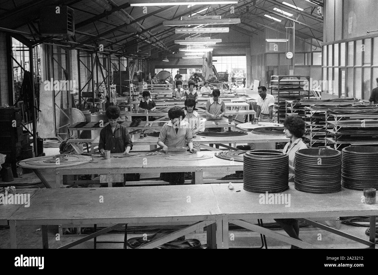 Women female workers at Rubber factory in Britain 12/7/65 Stock Photo