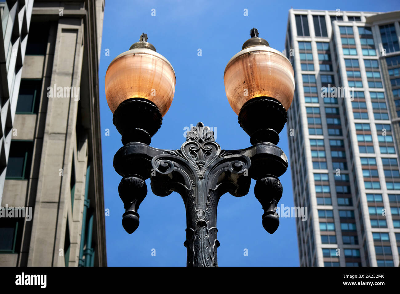 double ornate chicago street lamp chicago illinois united states of america Stock Photo