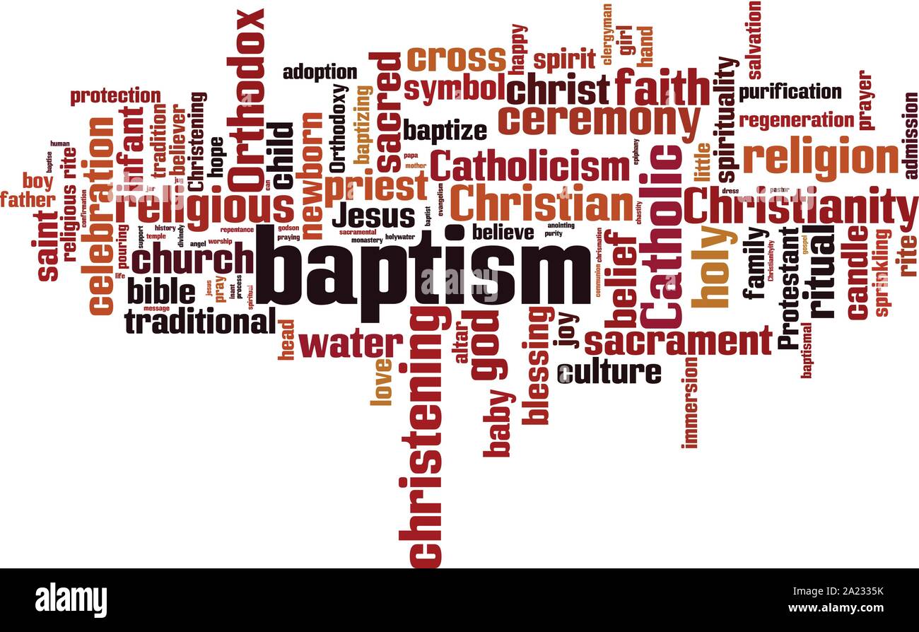 Baptism word cloud concept. Collage made of words about baptism. Vector illustration Stock Vector