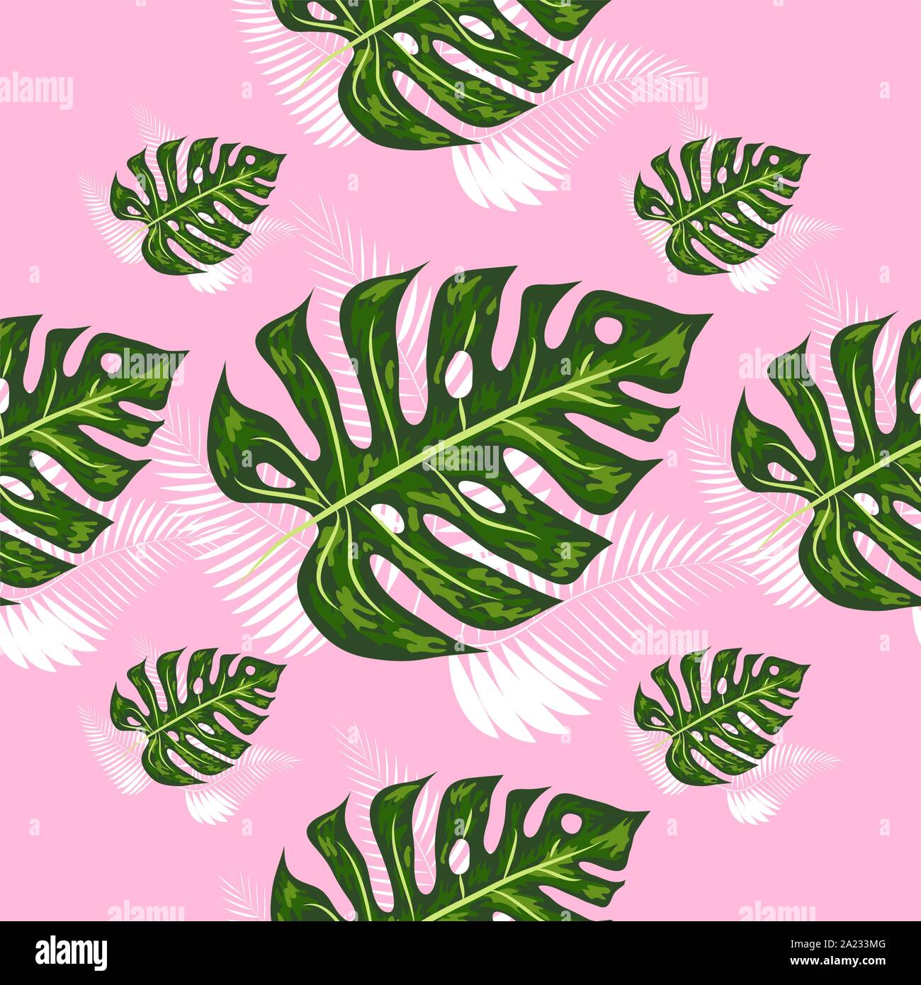 Tropical palm leaves, jungle leaf seamless floral pattern background ...