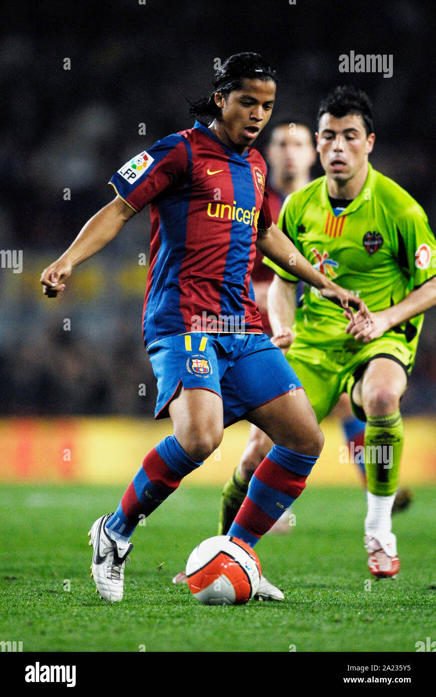 Estadio Camp Nou Barcelona Spain, 24.02.2008 Football: Spanish Primera Division, FC Barcelona (BCN) vs UD Levante (LVN) 5:1,  GIOVANI Dos Santos (BCN) Stock Photo